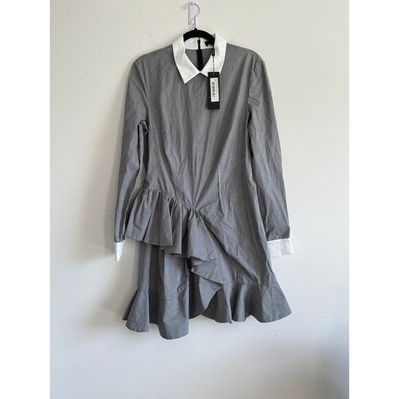 Petersyn Dresses & Skirts - Petersyn Bettina Dress‎ Black Checkered Gingham Ruffle Mini Long Sleeve Preppy L